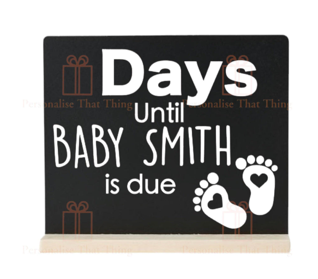 newborn pregnancy personalised baby countdown chalkboard plaque