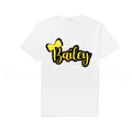Wiggles inspired yellow Bow Name personalised birthday theme tshirt outfit