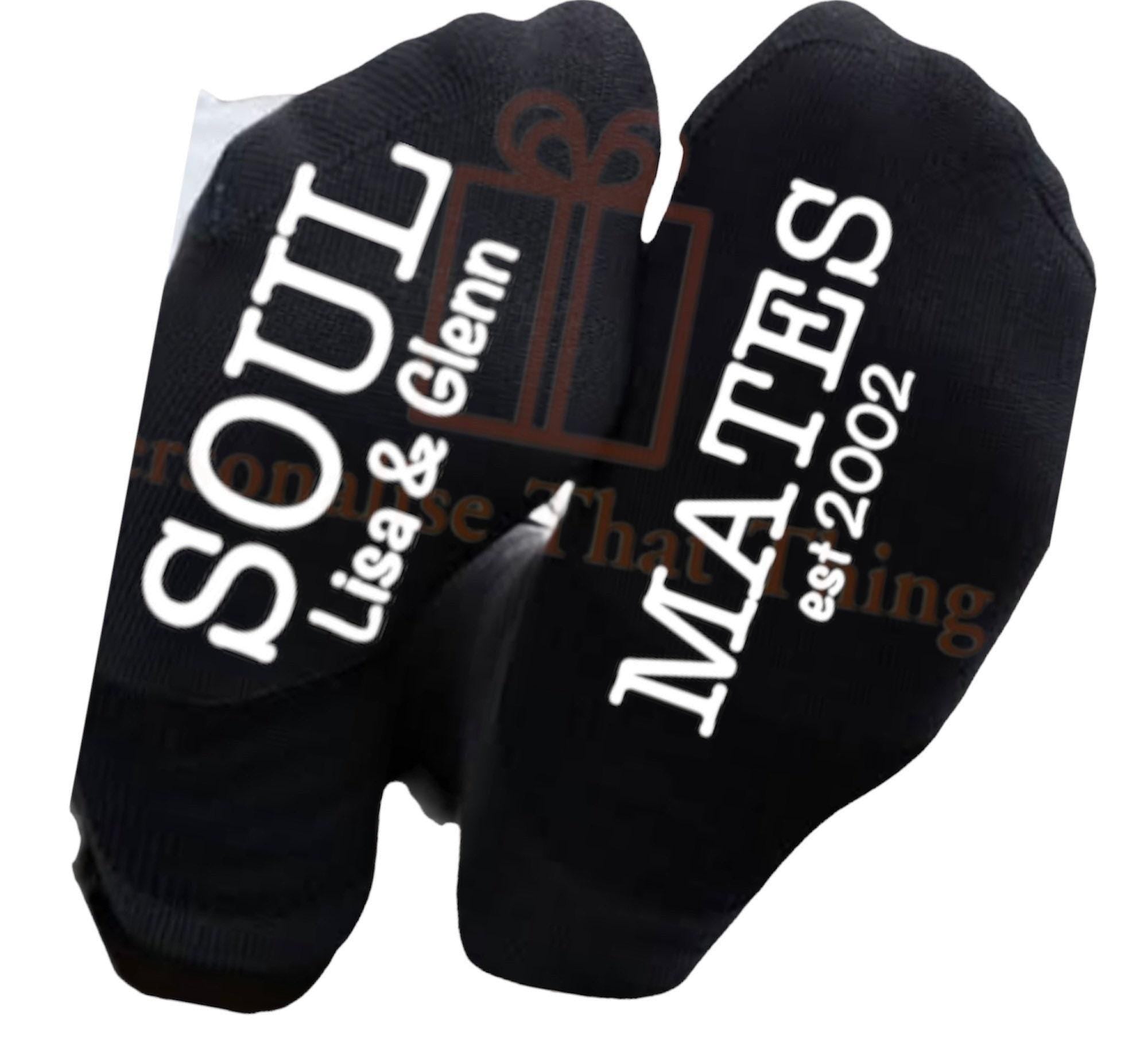 Soul Mates personalised anniversary custom partner printed date socks