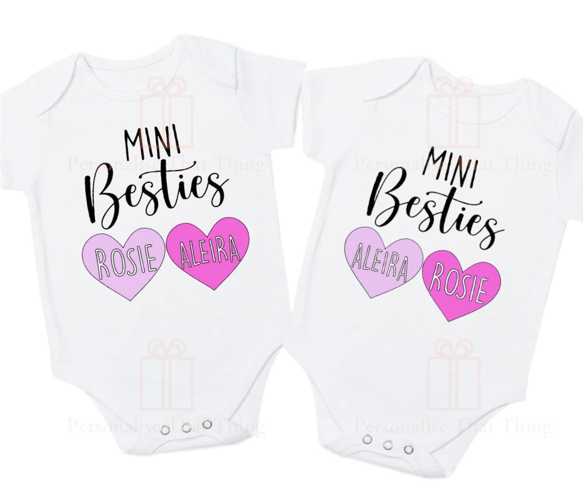 Mini bestie best friends personalised baby onesie / childrens tshirt