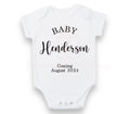 Name custom pregnancy announcement baby bodysuit outfit