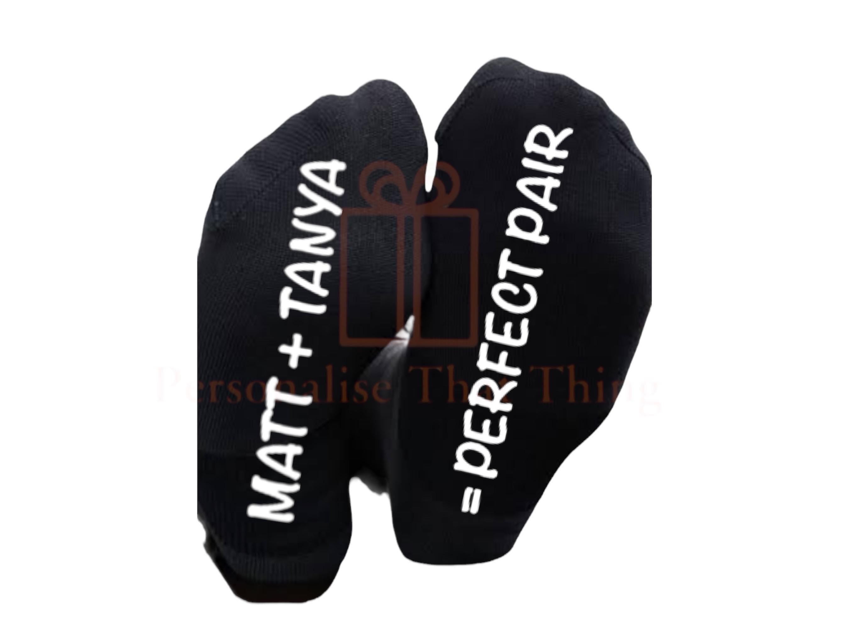 The perfect pair custom couple name relationship anniversary socks