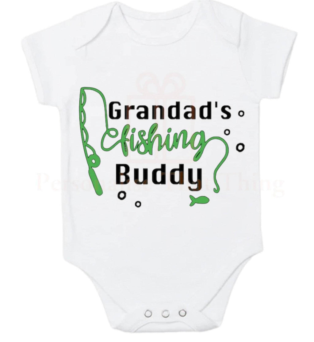 Fishing buddy personalised baby bodysuit outfit or tshirt