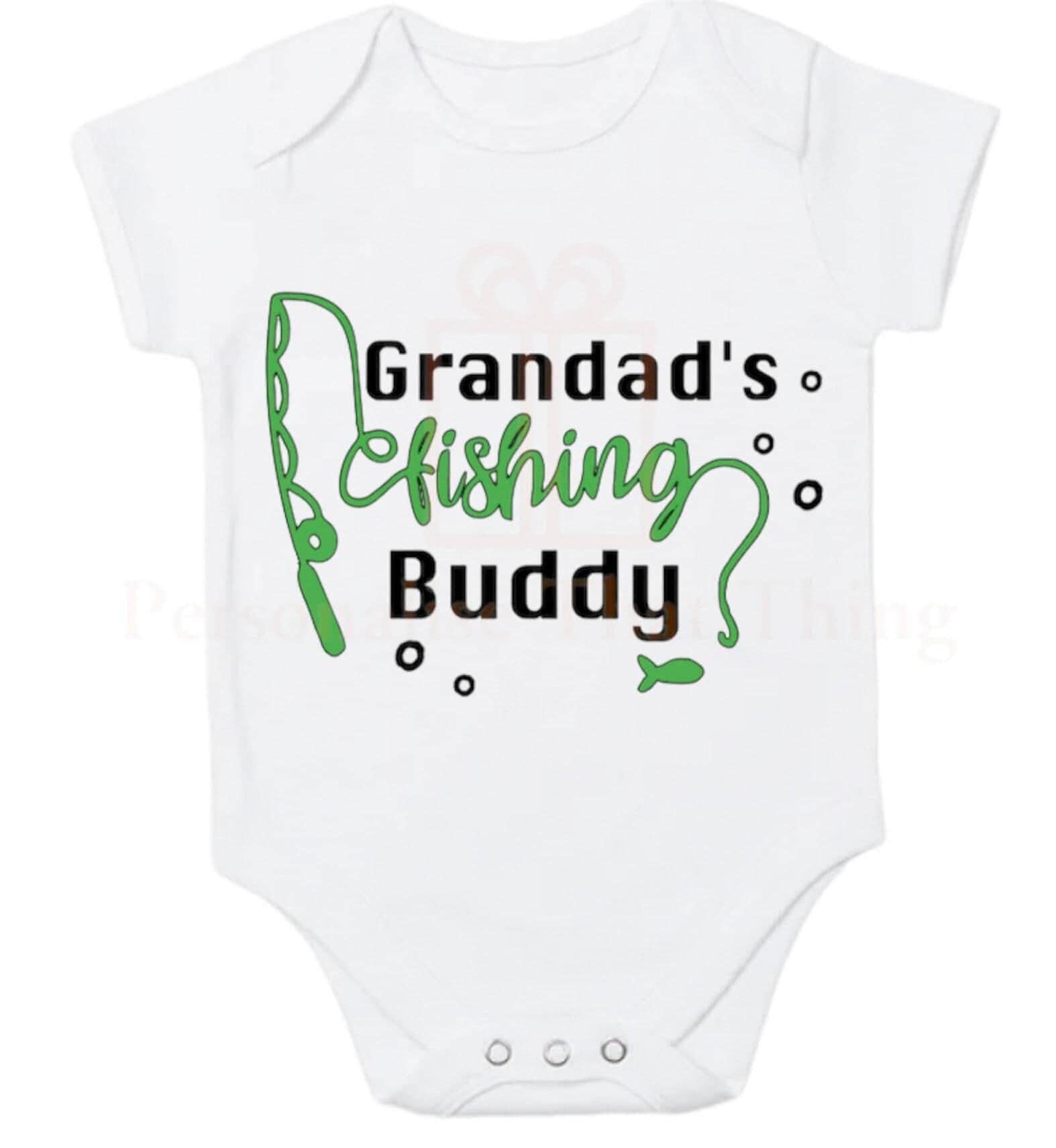 Fishing buddy personalised baby bodysuit outfit or tshirt
