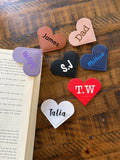 Love heart faux leather personalised page corner bookmark