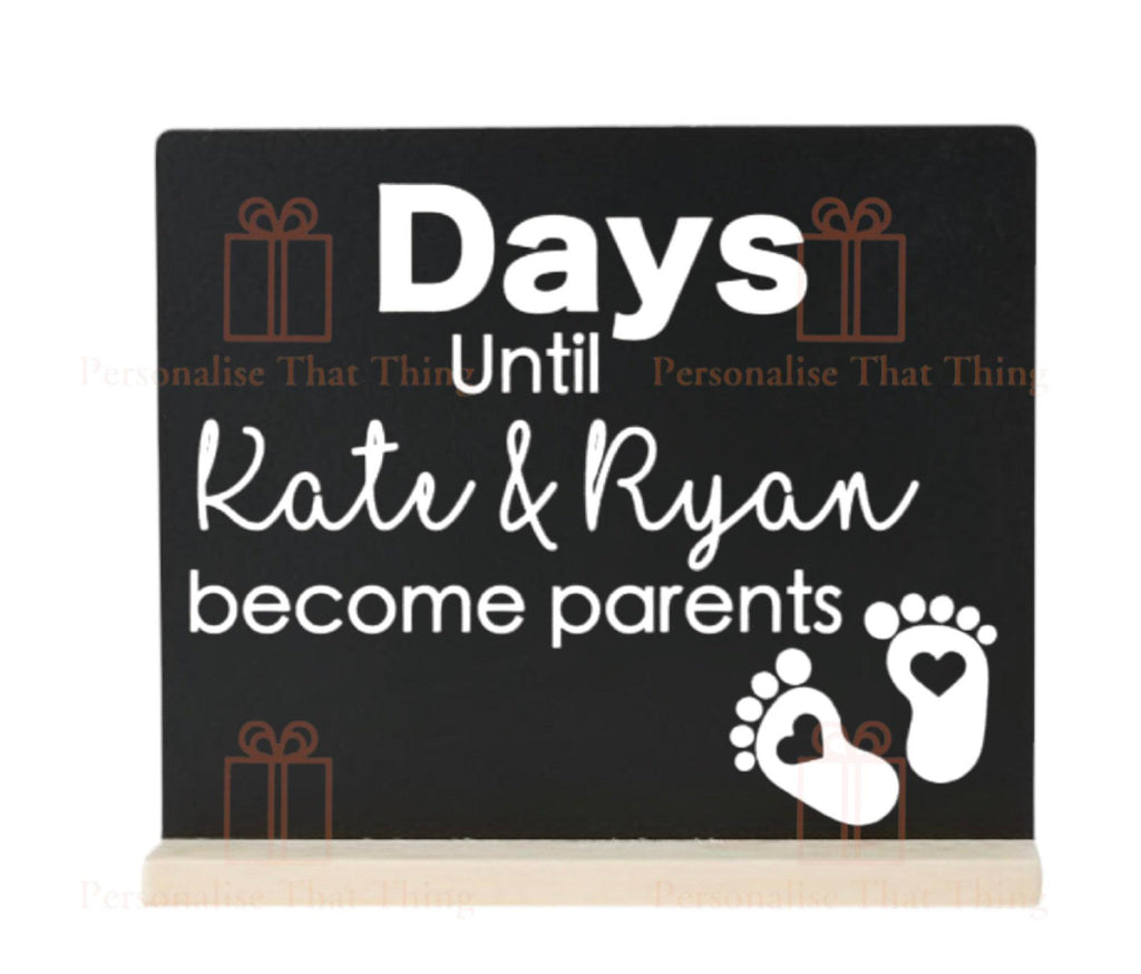Days until become parents pregnancy baby custom countdown chalkboard plaque