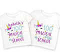 Unicorn 100 magical days of school personalised name tshirt