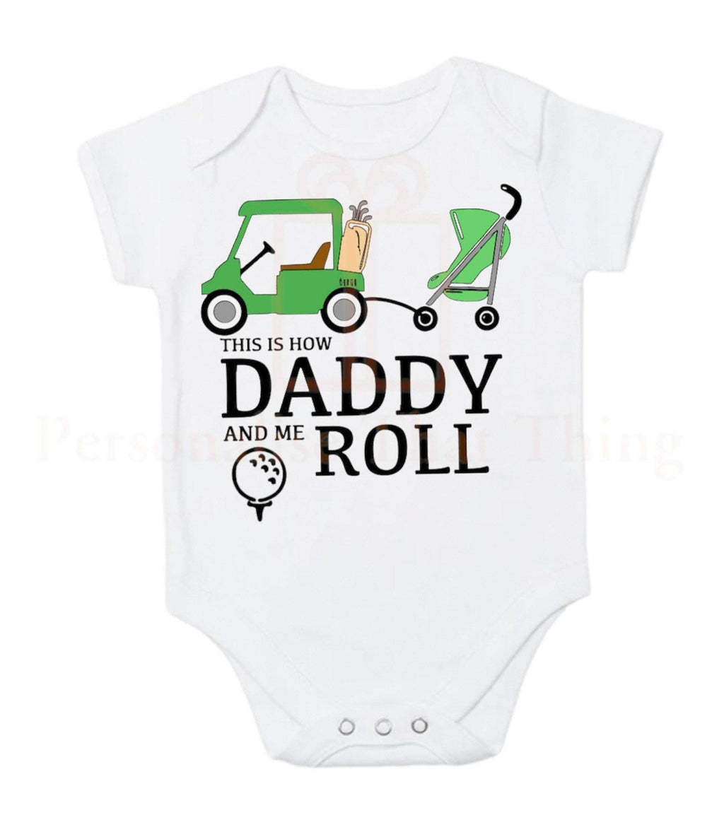 This is how mummy and me roll golf cart & pram baby bodysuit outfit