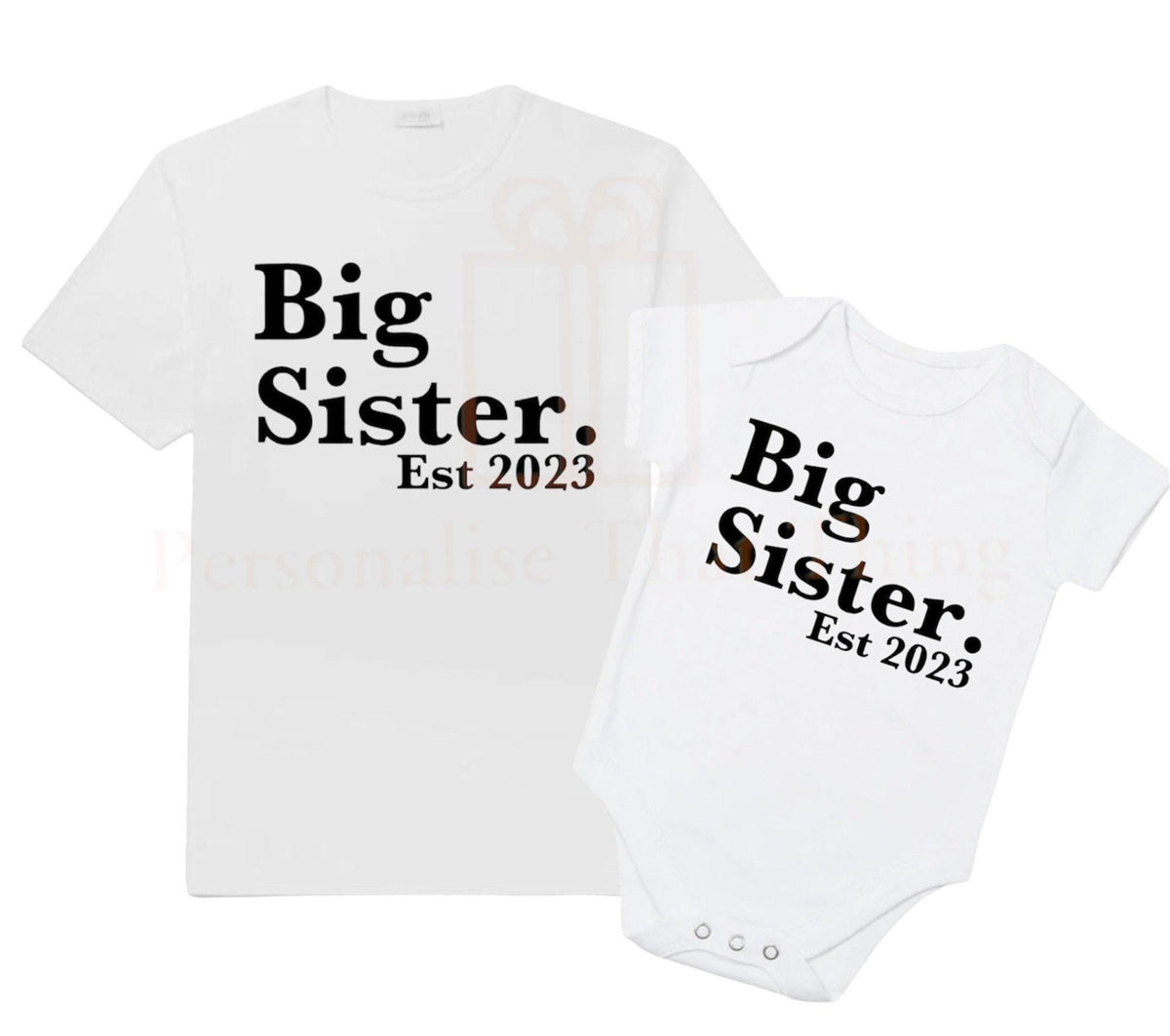 Big sister personalised date annoucement Tshirt / baby onesie