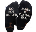 Playing FIFA personalised do not disturb custom name printed socks