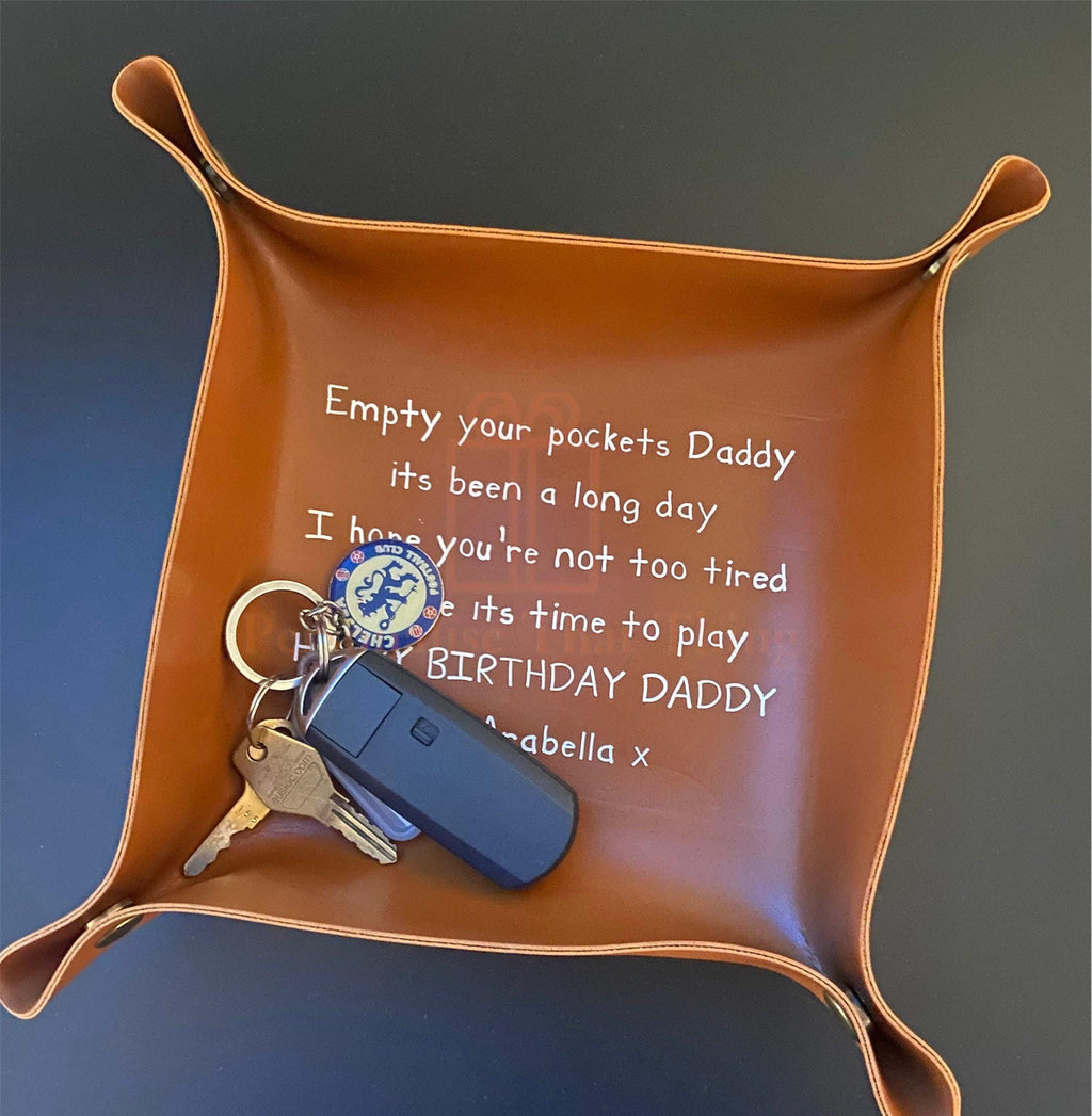 Desktop tidy / key tray / bedside table organiser - personalised custom faux leather