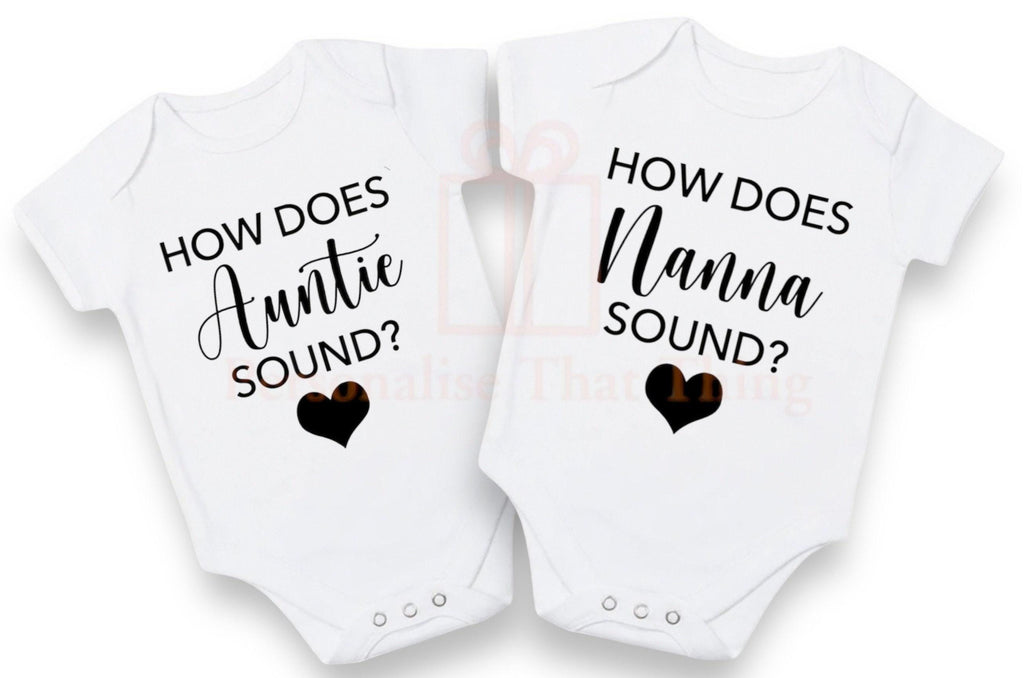 How does custom name sound ? pregnancy announcement baby bodysuit