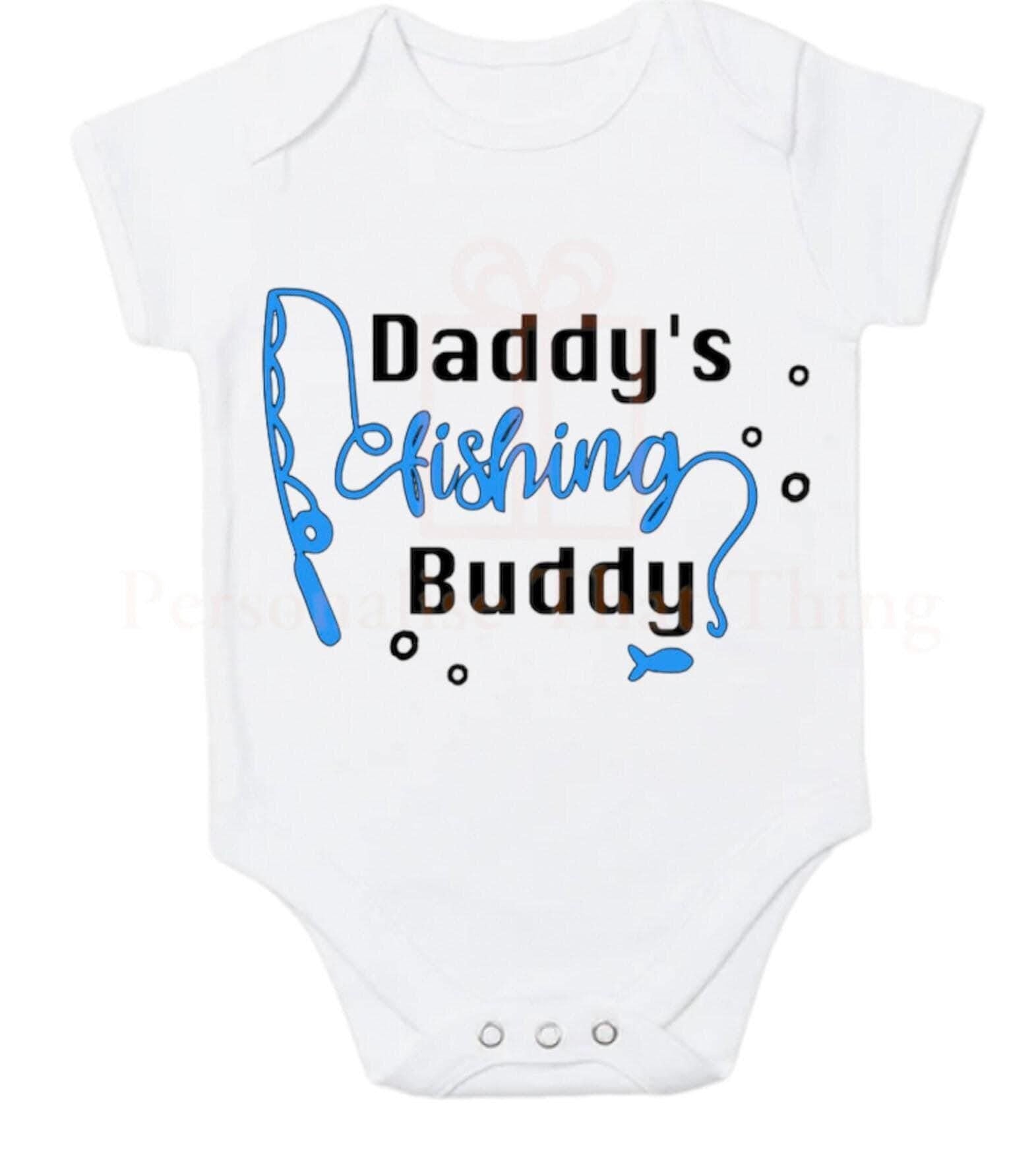 Fishing buddy personalised baby bodysuit outfit or tshirt