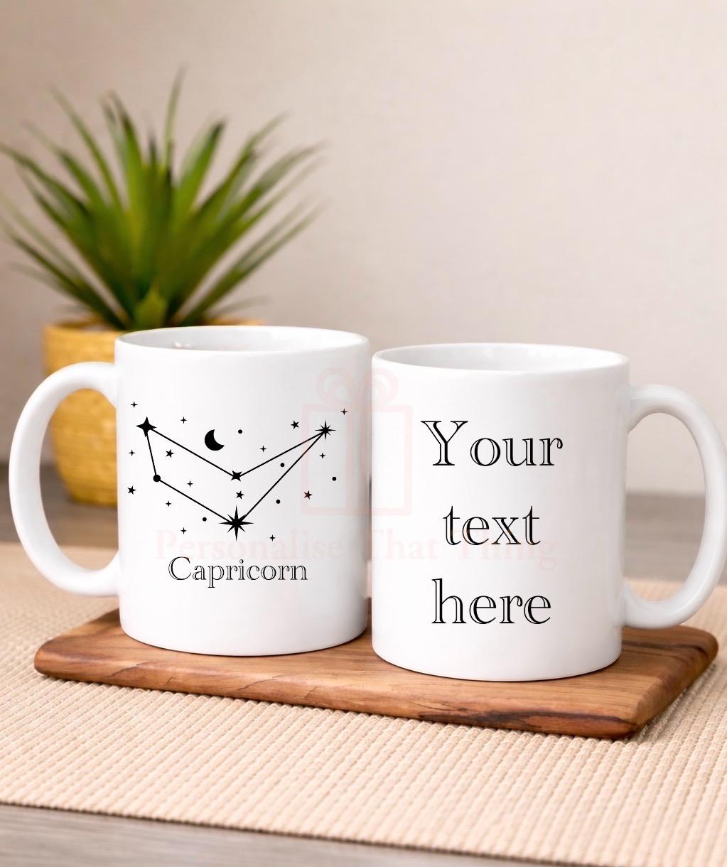 Capricorn zodiac star sign birthday constellation custom tea / coffee mug