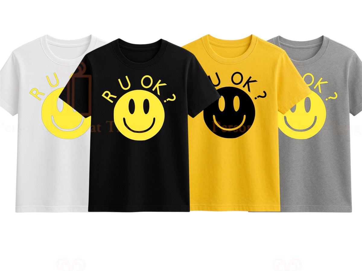 Are you ok day yellow smiley face r u ok tshirt - all sizes