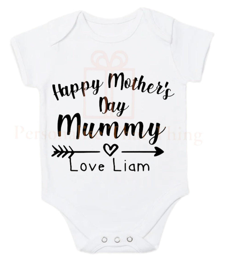 happy mothers day Personalised baby bodysuit outfit