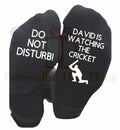 watching the cricket personalised name custom printed do not disturb cricket socks