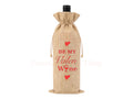 Be my valen wine burlap alcohol valentine gift drawstring bag
