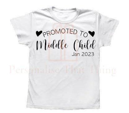 Promoted to middle child custom Pregnancy announcement baby bodysuit outfit / t-shirt