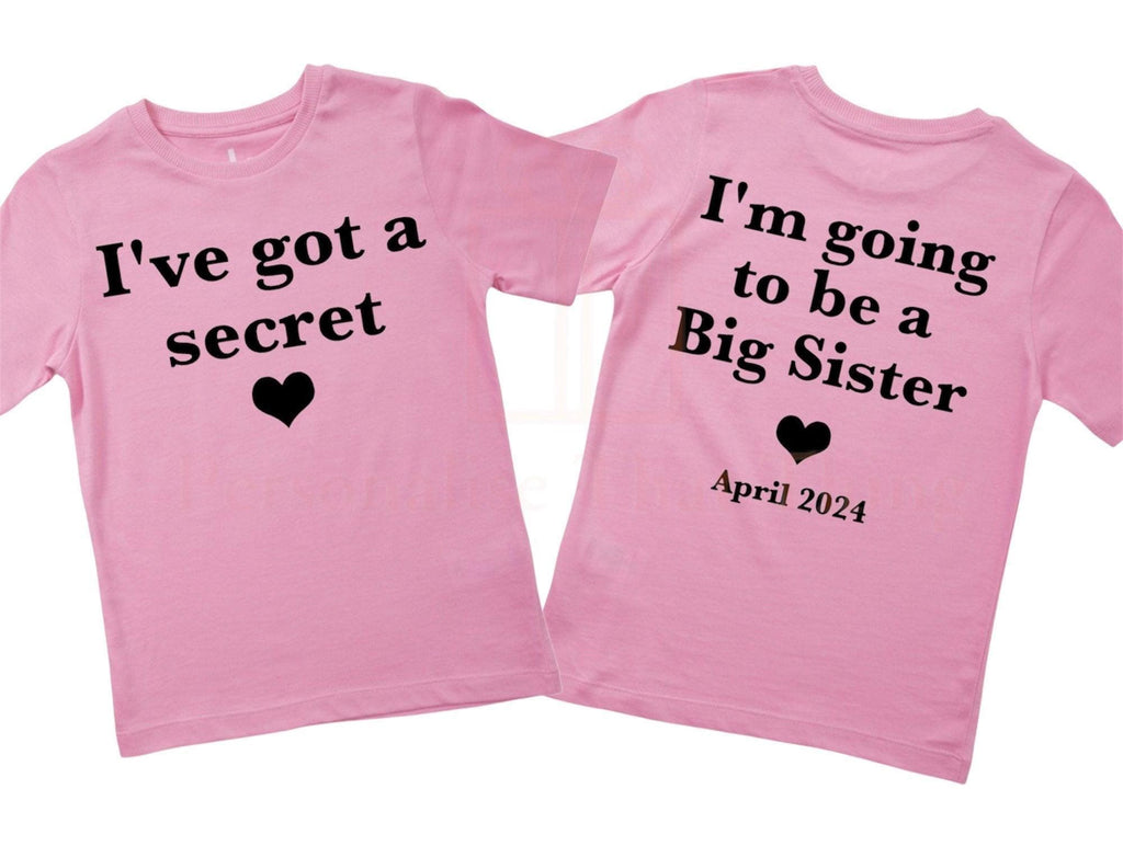 Iv got a secret / I’m going to be a Big sister Pregnancy announcement baby bodysuit outfit / tshirt