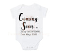 coming soon custom personalised  baby pregnancy announcement bodysuit outfit - surname / date