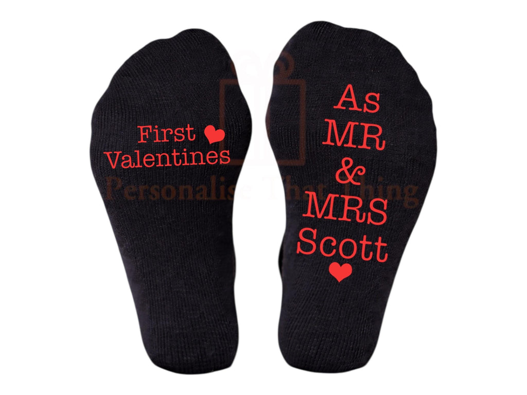 First Valentines as Mr & Mrs Valentine’s Day heart socks