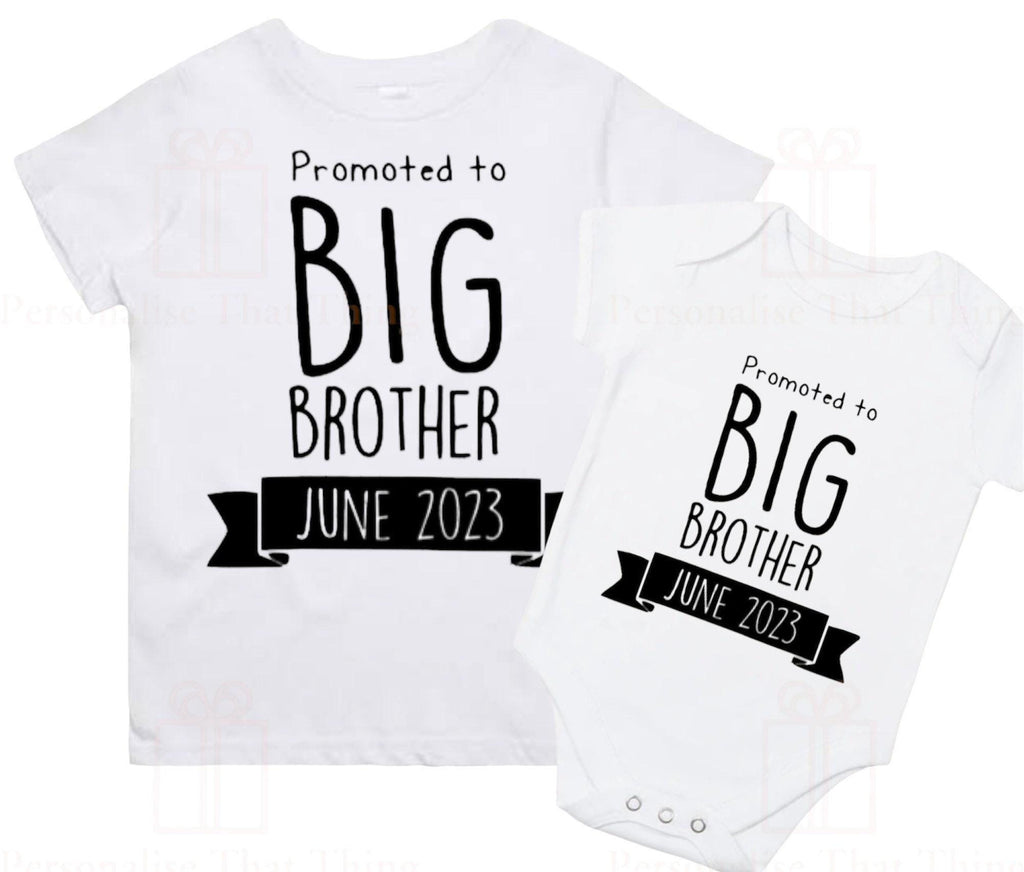 Promoted to Big Brother personalised date Tshirt / baby onesie
