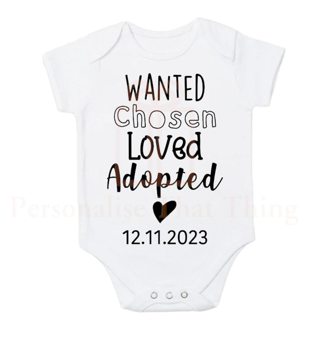 Wanted chosen loved adopted adoption pregnancy announcement baby bodysuit outfit / tshirt
