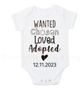Wanted chosen loved adopted adoption pregnancy announcement baby bodysuit outfit / tshirt