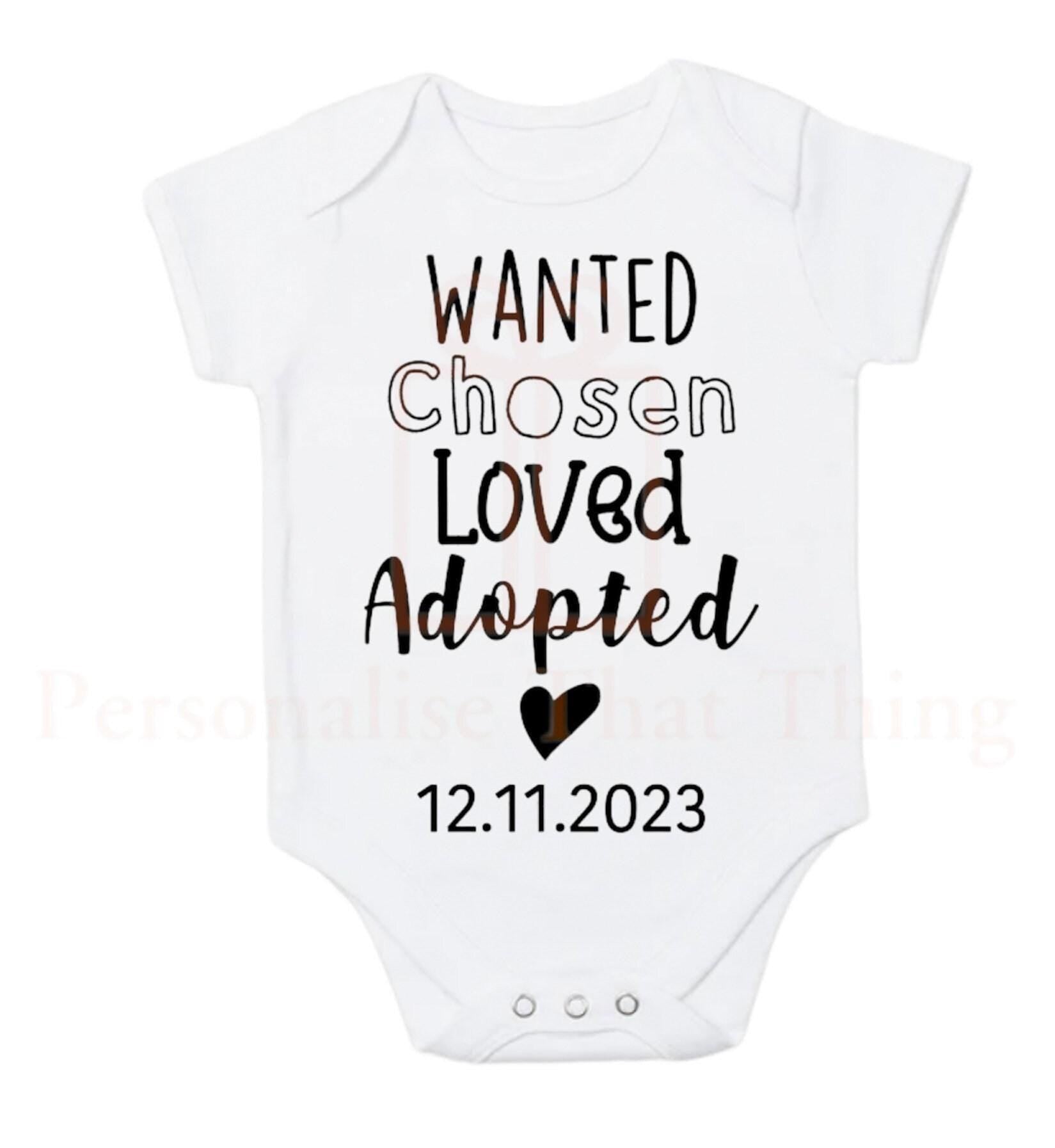 Wanted chosen loved adopted adoption pregnancy announcement baby bodysuit outfit / tshirt