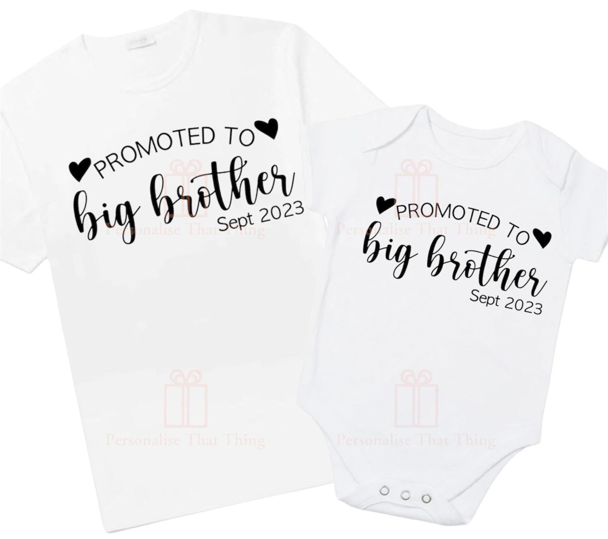 Promoted to Big brother personalised Pregnancy announcement baby bodysuit outfit / t-shirt