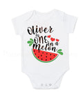 One in a melon custom name first birthday party onesie outfit