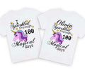 Sparkled through 100 magical days of school personalised name unicorn tshirt