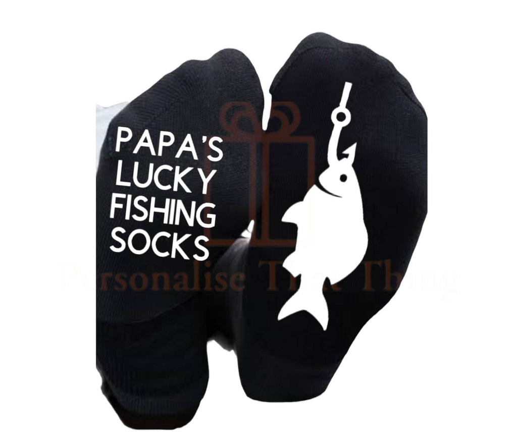 Lucky fishing socks personalised custom printed name fishing socks