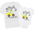Big brother under construction digger pregnancy announcement personalised date baby bodysuit outfit / tshirt