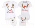 Matching reindeer Christmas holiday personalised name tshirts