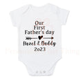 Our first fathers day heart arrow daddy & baby name personalised bodysuit outfit