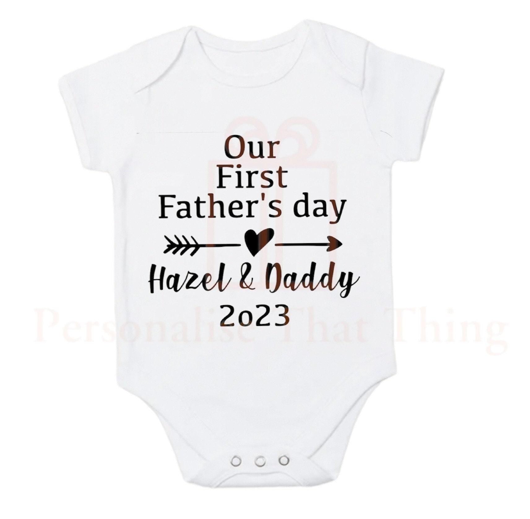 Our first fathers day heart arrow daddy & baby name personalised bodysuit outfit