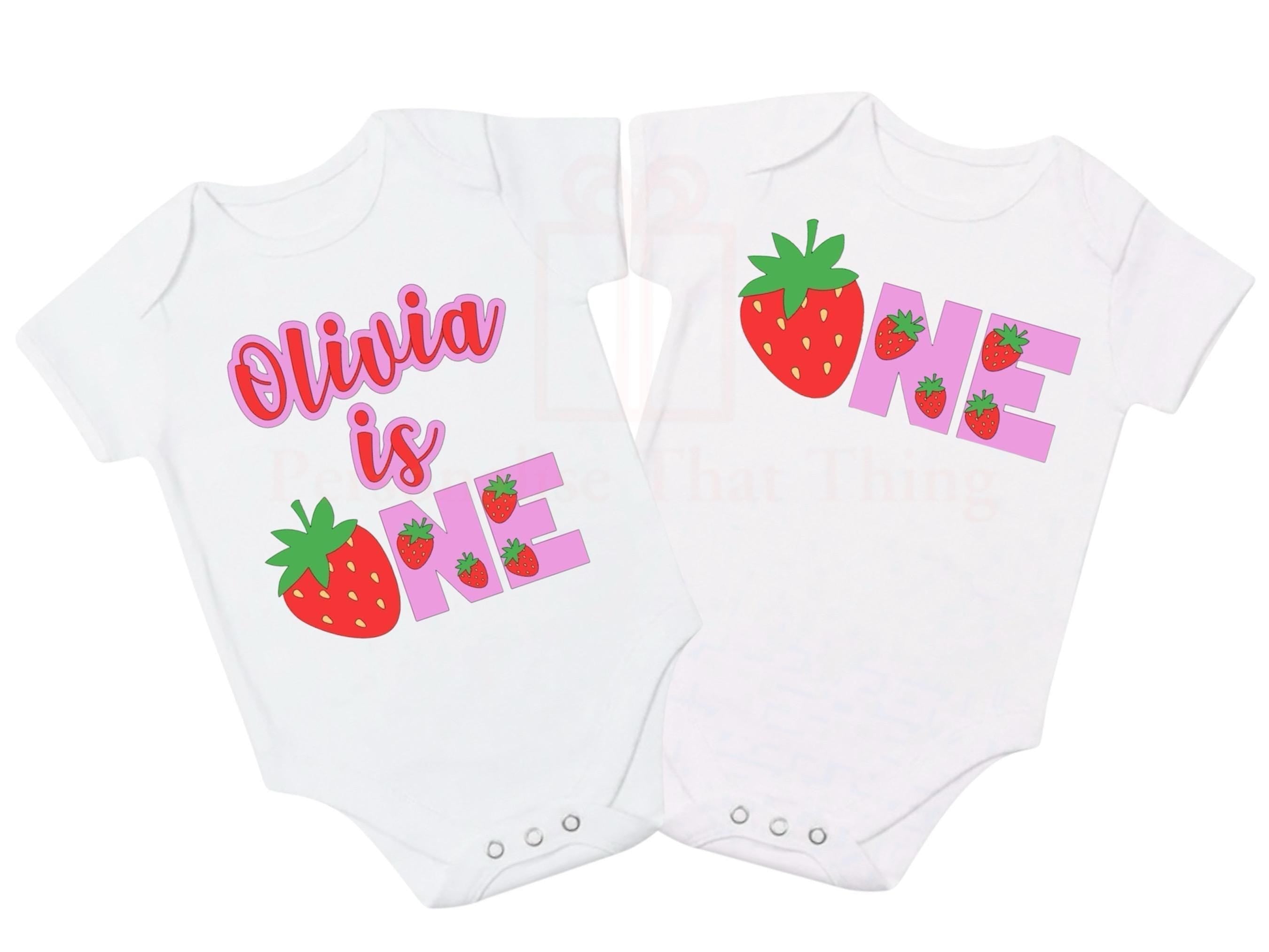 Strawberry first birthday matching tshirts / baby onesie