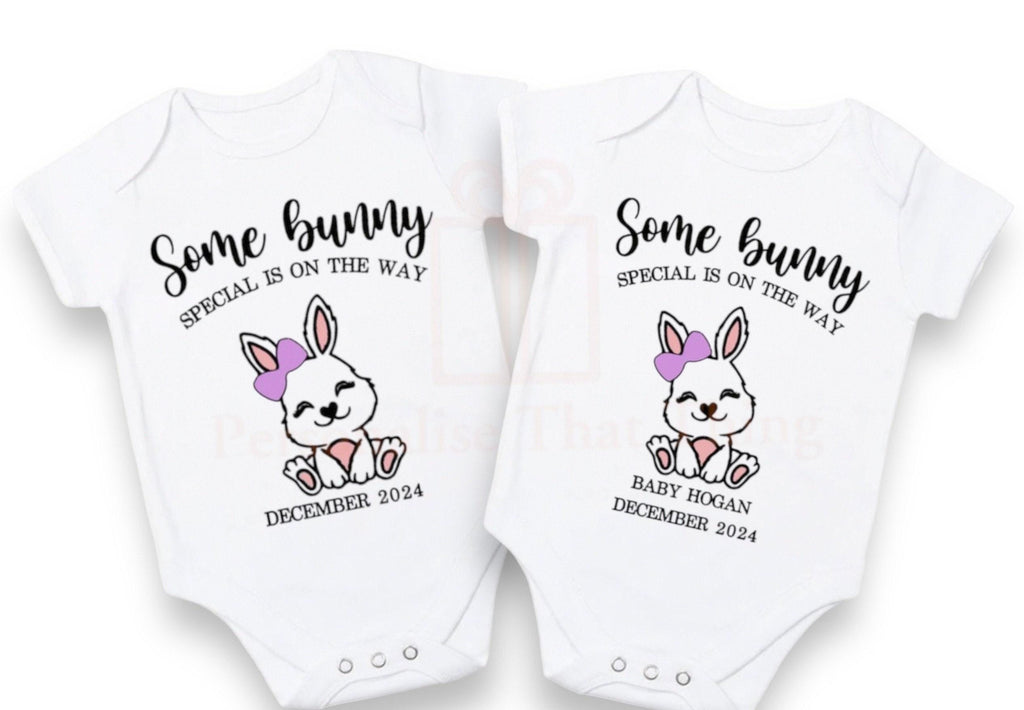 Some bunny special is on the way Easter rabbit pregnancy announcement baby onesie
