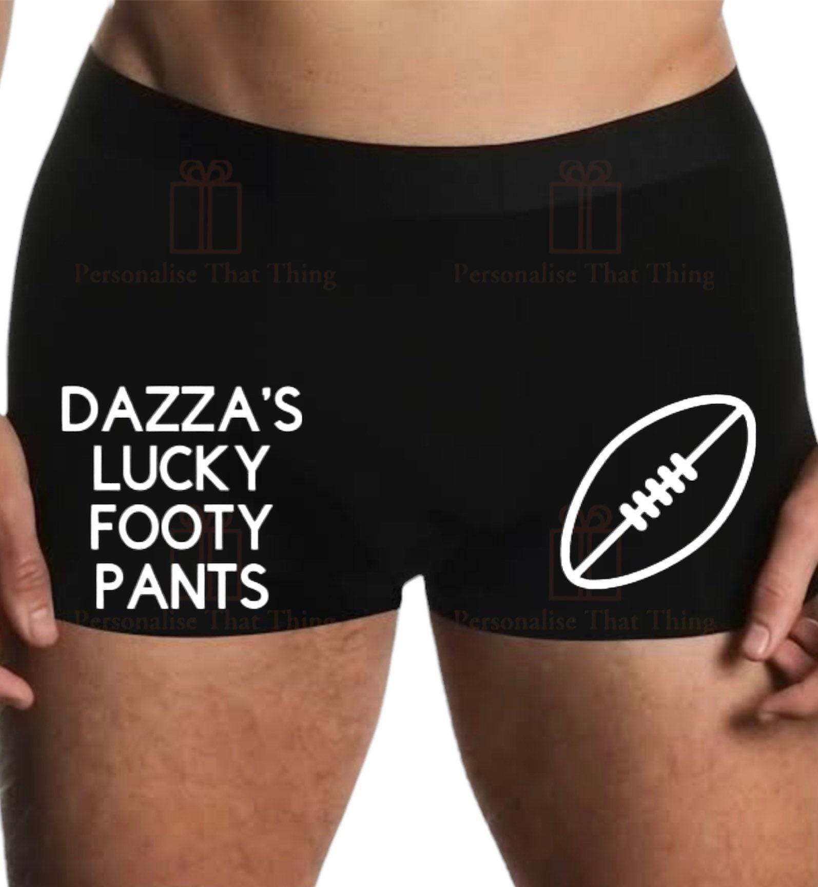 Lucky footy men’s boxer personalised custom name trunks