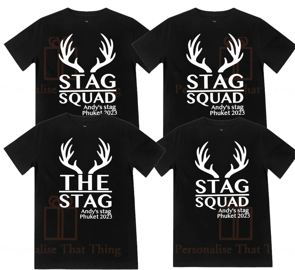Stag squad mens group bucks night personalised tshirts
