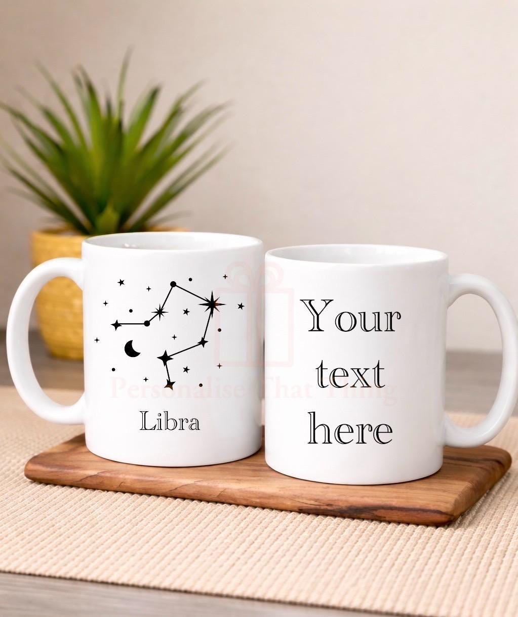 Libra zodiac star sign birthday constellation custom tea / coffee mug