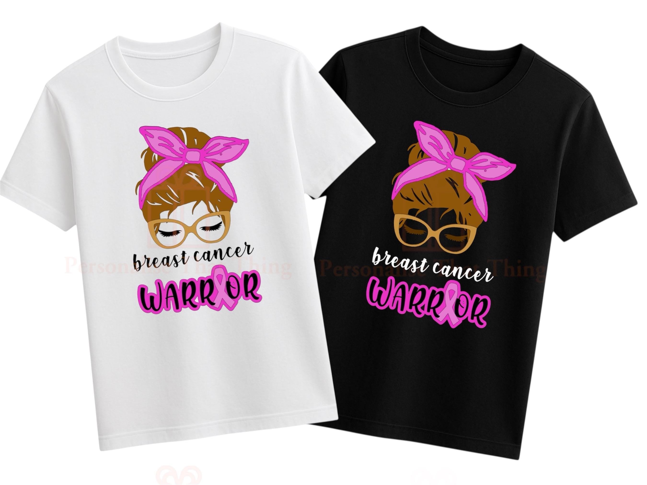 Breast cancer warrior messy bun glasses womens tshirt