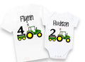Tractor birthday personalised name farm baby bodysuit or tshirt outfit