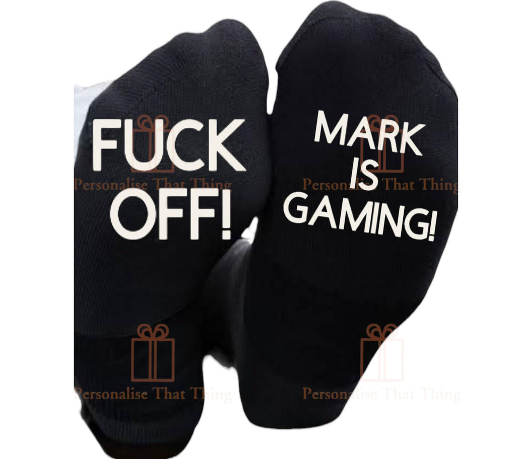 Fuck off personalised custom printed rude im gaming men’s socks