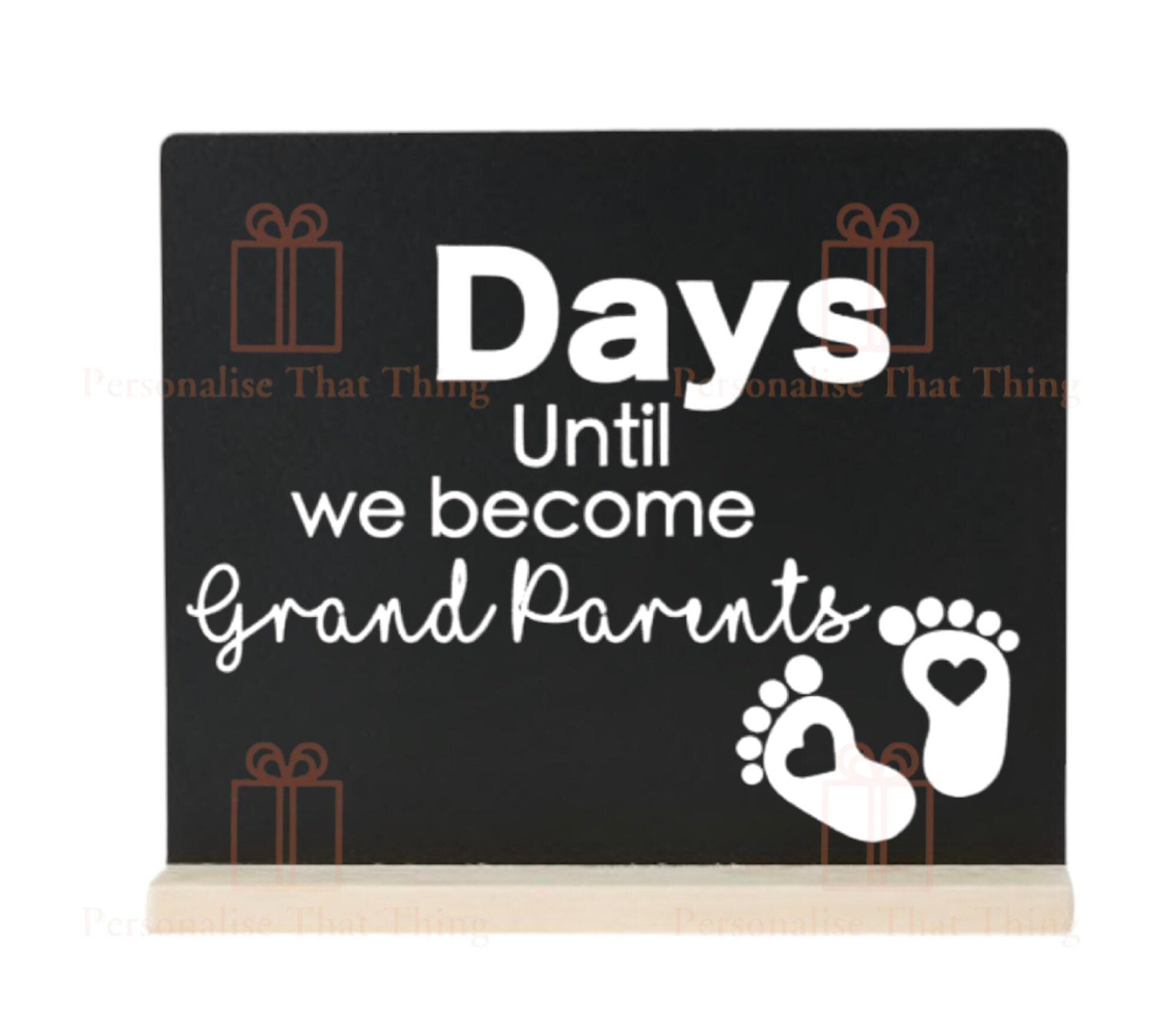 Days until we become grandparents custom pregnancy baby countdown chalkboard plaque