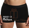 Property of personalised name men’s boxer trunks
