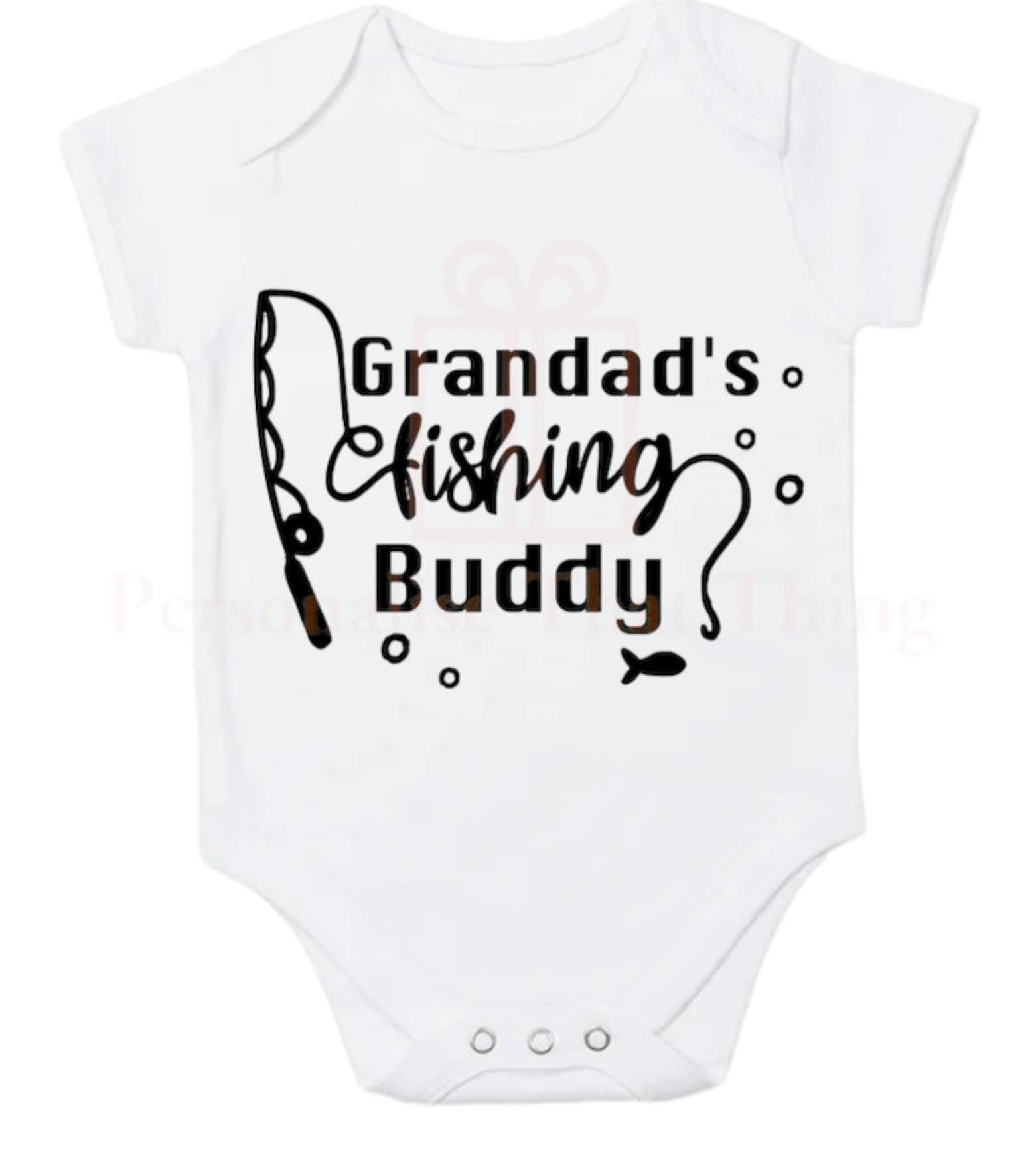 Fishing buddy personalised baby bodysuit outfit or tshirt