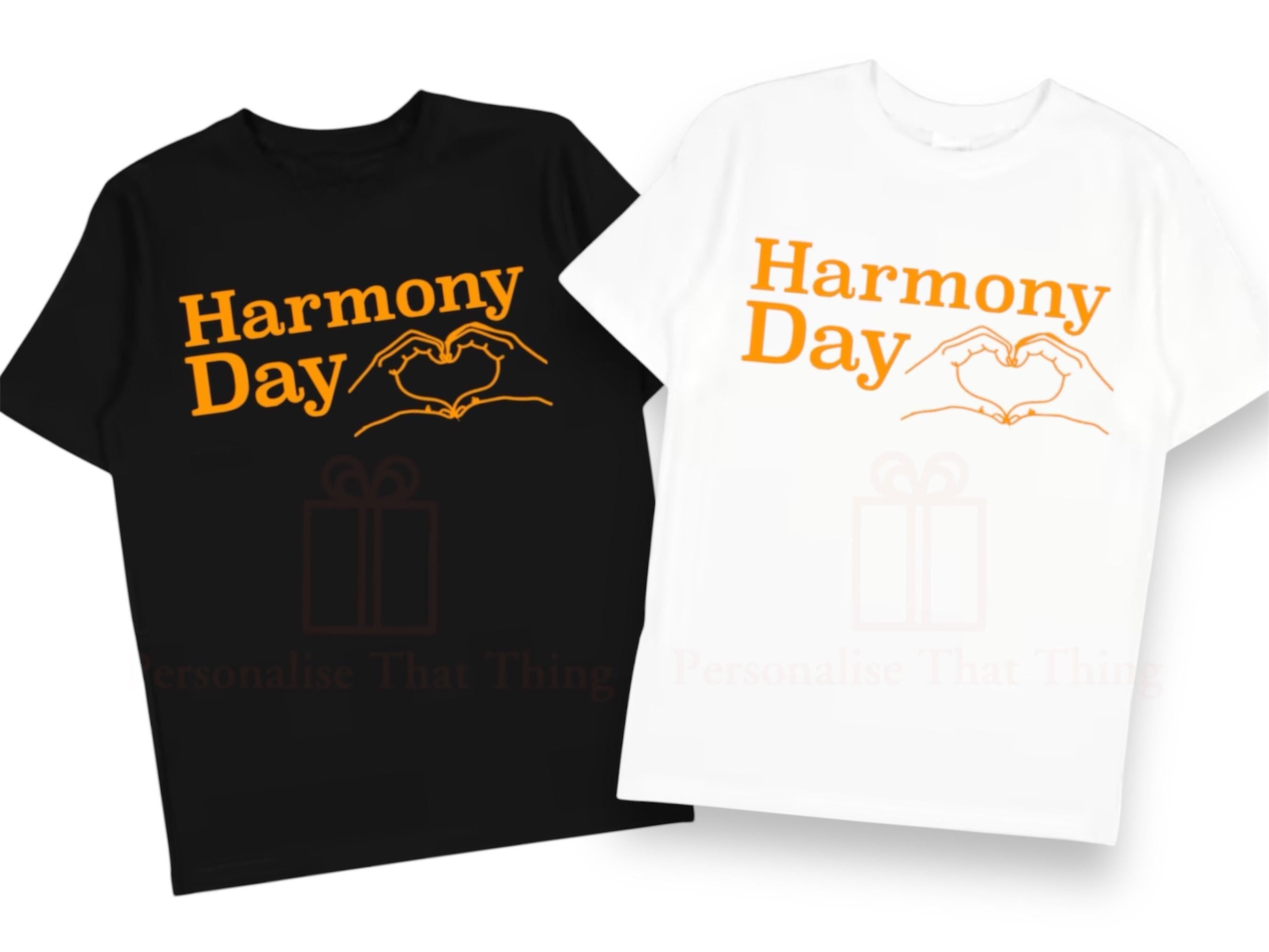 Heart hand sign Harmony day orange tshirt